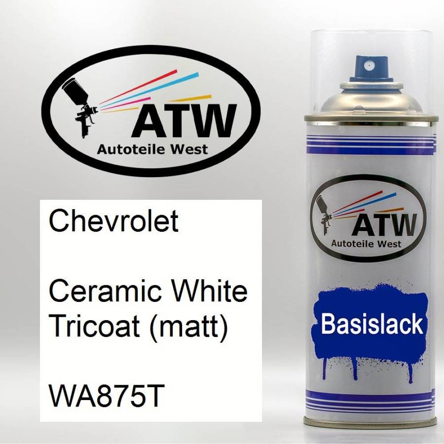 Chevrolet, Ceramic White Tricoat (matt), WA875T: 400ml Sprühdose, von ATW Autoteile West.